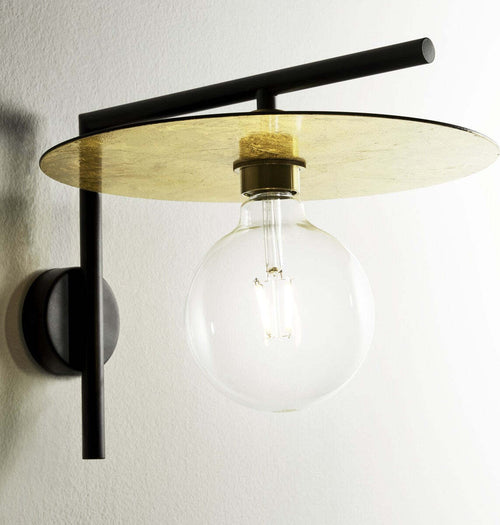 Applique-classico-Illuminando-PUB-AP190°PUBNR+DISCO30FO-E27-LED-metallo-lampada-parete