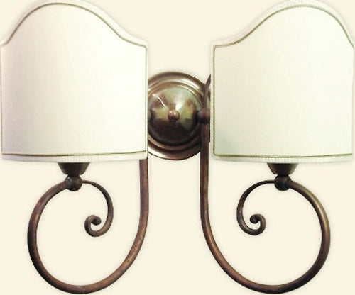 Applique-classico-Lampadari-Bartalini-LEO-AP2-E27-LED-tessuto-ottone-lampada-parete
