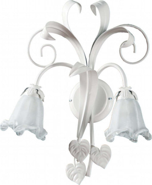 Applique-classico-Padana-Lampadari-SHABBY-CHIC-1104-AP2-E14-LED-metallo-vetro-lampada-parete