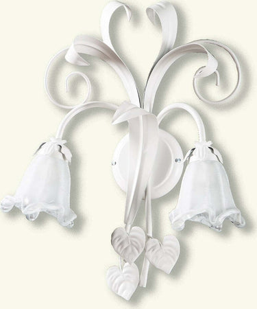 Applique-classico-Padana-Lampadari-SHABBY-CHIC-1104-AP2-E14-LED-metallo-vetro-lampada-parete