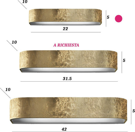Applique-classico-Promoingross-HANDLES-A22-GF-LED-metallo-foglia-oro-lampada-parete-monoemissione