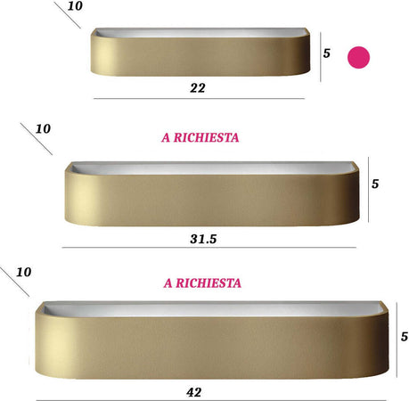 Applique-classico-Promoingross-HANDLES-A22-MG-LED-metallo-oro-lampada-parete-monoemissione