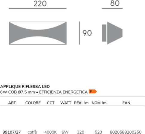 Applique-classico-Sovil-illuminazione-MOON-99107-27-4000-LED-alluminio-lampada-parete