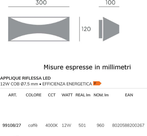 Applique-classico-Sovil-illuminazione-MOON-99108-27-4000-LED-alluminio-lampada-parete