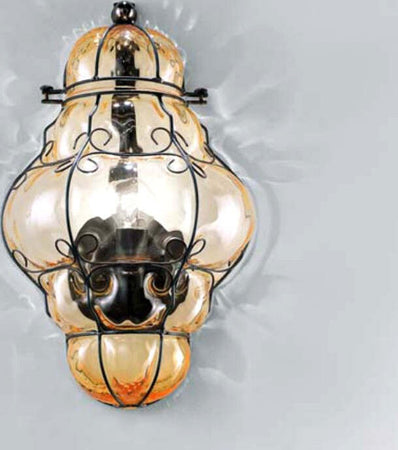 Applique-classico-Sylcom-TIEPOLO-1437-INOX-E14-LED-acciaio-vetro-soffiato-lampada-parete