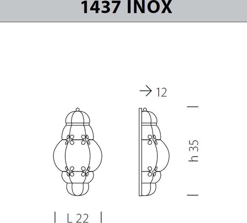 Applique-classico-Sylcom-TIEPOLO-1437-INOX-E14-LED-acciaio-vetro-soffiato-lampada-parete