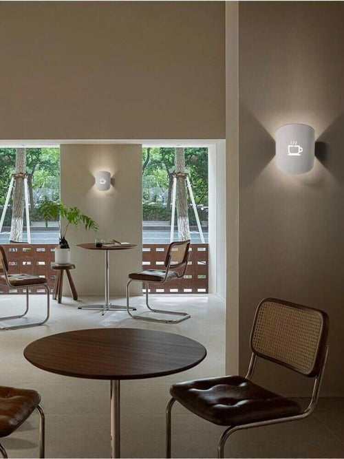 Applique Con Disegno Tazza Del Caffè Lampada Da Parete Attacco G9 Bianco Universo
