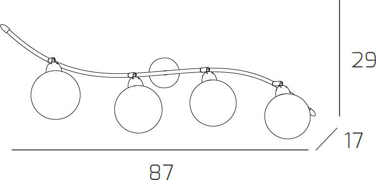 Applique-Contemp-Orizz-Willow-Metallo-Cromo-Vetro-Bianco-E-Satinato-4-Luci-G9