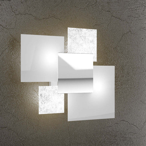 Applique-Contemp-Shadow-Metallo-Bianco-Vetro-Foglia-Argento-4-Luci-E27-46Cm