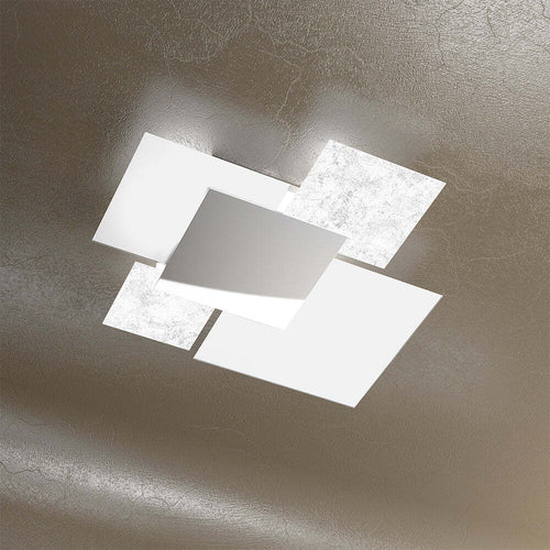 Applique-Contemp-Shadow-Metallo-Bianco-Vetro-Foglia-Argento-4-Luci-E27-71Cm