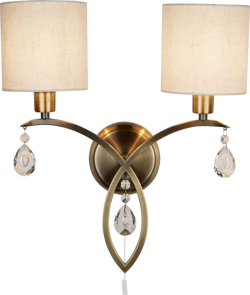 Applique-Contemporanea-Alberto-Acciaio-Ottone-Vetro-Bianco-2-Luci-E14