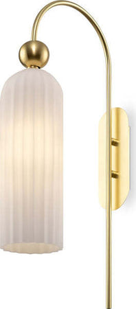 Applique-Contemporanea-Antic-Metallo-Oro-1-Luci-Diffusore-In-Vetro-Colore-Bianco