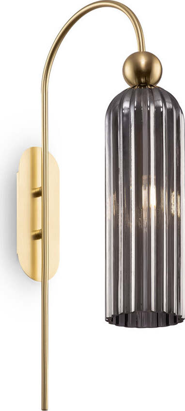 Applique-Contemporanea-Antic-Metallo-Oro-1-Luci-Diffusore-In-Vetro-Colore-Grigio