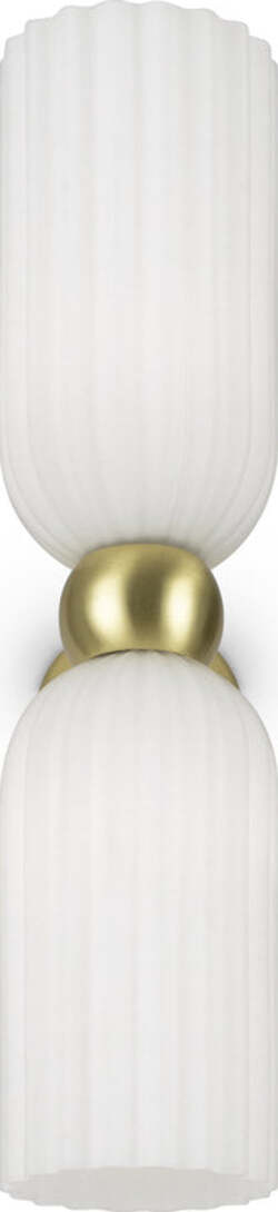 Applique-Contemporanea-Antic-Metallo-Oro-2-Luci-Diffusore-In-Vetro