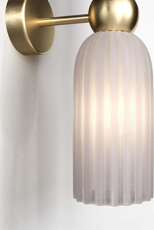Applique-Contemporanea-Antic-Metallo-Oro-2-Luci-Diffusore-In-Vetro