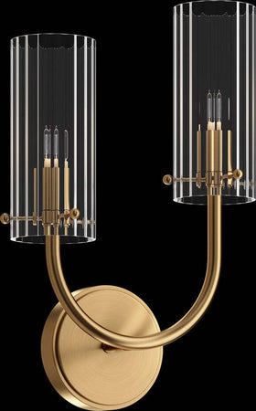 Applique-Contemporanea-Arco-Struttura-In-Metallo-Ottone-1-Luce-Diffusore-Vetro