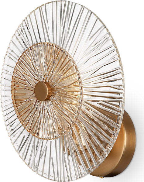 Applique-Contemporanea-Aster-1-Luce-Con-Diffusore-Vetro-E-Rosone-Oro-In-Metallo
