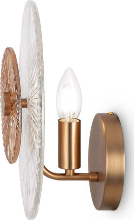Applique-Contemporanea-Aster-1-Luce-Con-Diffusore-Vetro-E-Rosone-Oro-In-Metallo
