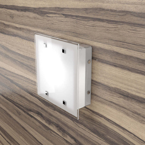 Applique-Contemporanea-Brick-Metallo-Bianco-Vetro-Satinato-2-Luci-E27-25Cm