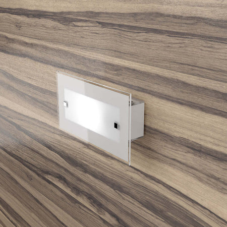 Applique-Contemporanea-Brick-Metallo-Bianco-Vetro-Satinato-2-Luci-E27-27Cm