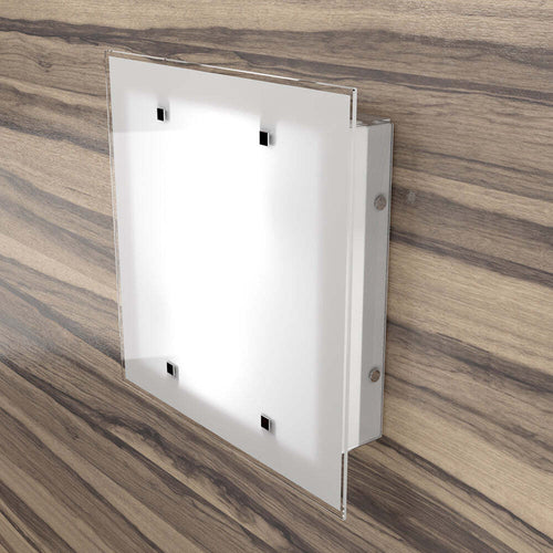 Applique-Contemporanea-Brick-Metallo-Bianco-Vetro-Satinato-2-Luci-E27-35Cm