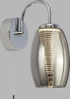 Applique-Contemporanea-Ciclon-Acciaio-Cromo-Vetro-Fumè-Led-6W-3000K
