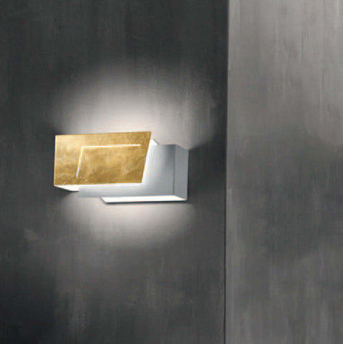 Applique-Contemporanea-Clap-Metallo-Foglia-Oro-Led-12W