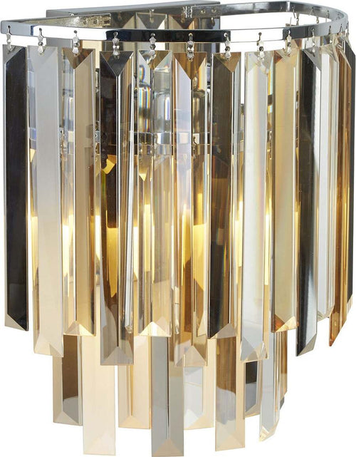 Applique-Contemporanea-Clarissa-Acciaio-Cromo-Vetro-Fumè-2-Luci-E14