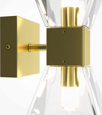 Applique-Contemporanea-Coctail-Time-Metallo-Oro-2-Luci-Diffusori-Trasparente