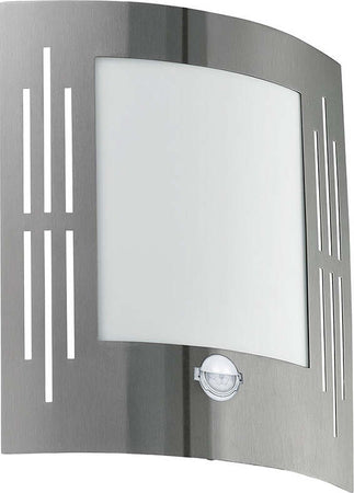 Applique-Contemporanea-Da-Esterno-City-1-Luce-Acciaio-Grigio-Con-Sensore