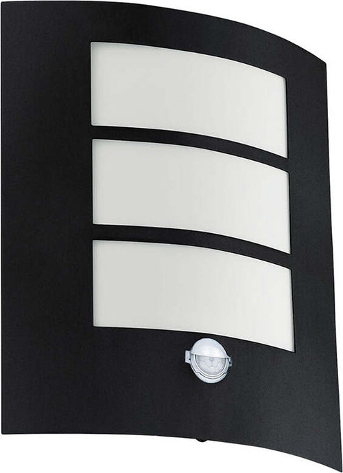 Applique-Contemporanea-Da-Esterno-City-1-Luce-Acciaio-Zincato-Nero-Sensore