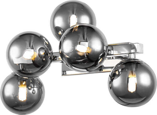 Applique-Contemporanea-Dallas-Metallo-Cromo-5-Luci-Diffusori-Fumè