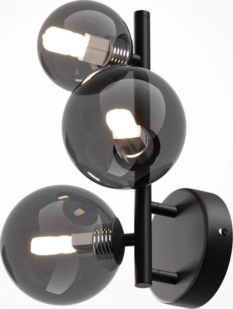 Applique-Contemporanea-Dallas-Metallo-Nero-3-Luci-Diffusore-Vetro-Specchiato