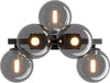 Applique-Contemporanea-Dallas-Metallo-Nero-5-Luci-Diffusore-Vetro-Specchiato