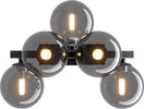 Applique-Contemporanea-Dallas-Metallo-Nero-5-Luci-Diffusore-Vetro-Specchiato