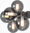Applique-Contemporanea-Dallas-Metallo-Nero-5-Luci-Diffusore-Vetro-Specchiato