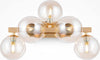 Applique-Contemporanea-Dallas-Metallo-Oro-5-Luci-Diffusori-Ambra