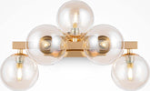 Applique-Contemporanea-Dallas-Metallo-Oro-5-Luci-Diffusori-Ambra