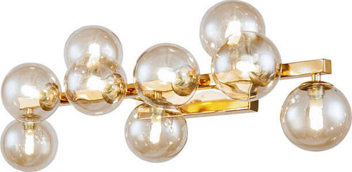 Applique-Contemporanea-Dallas-Metallo-Oro-9-Luci-Diffusori-Ambra