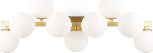 Applique-Contemporanea-Dallas-Metallo-Oro-9-Luci-Diffusori-Bianco