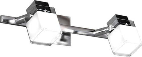 Applique-Contemporanea-Dice-Metallo-Cromo-Vetro-Trasparente-Satinato-2-Luci-G9