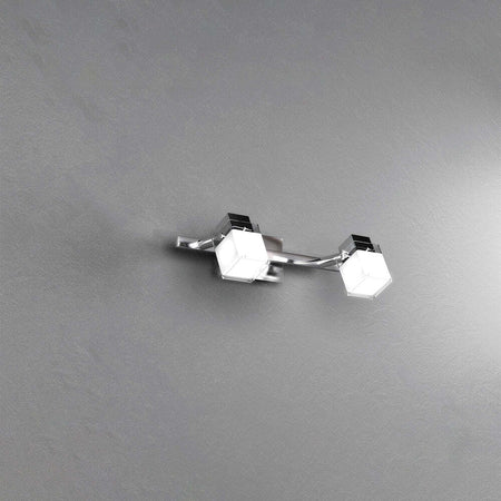 Applique-Contemporanea-Dice-Metallo-Cromo-Vetro-Trasparente-Satinato-2-Luci-G9