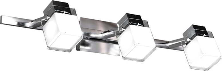 Applique-Contemporanea-Dice-Metallo-Cromo-Vetro-Trasparente-Satinato-3-Luci-G9