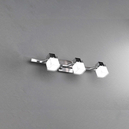 Applique-Contemporanea-Dice-Metallo-Cromo-Vetro-Trasparente-Satinato-3-Luci-G9