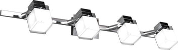 Applique-Contemporanea-Dice-Metallo-Cromo-Vetro-Trasparente-Satinato-4-Luci-G9