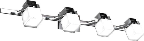 Applique-Contemporanea-Dice-Metallo-Cromo-Vetro-Trasparente-Satinato-4-Luci-G9