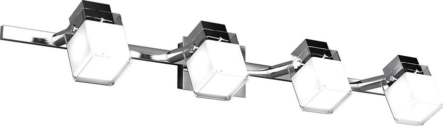 Applique-Contemporanea-Dice-Metallo-Cromo-Vetro-Trasparente-Satinato-4-Luci-G9