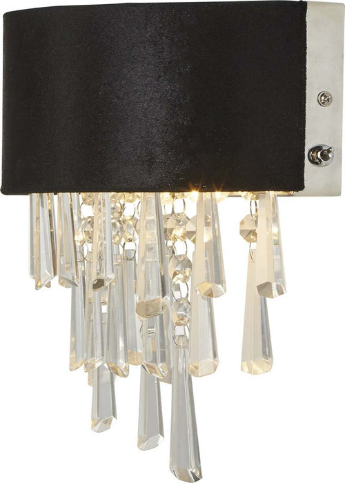 Applique-Contemporanea-Fascino-Acciaio-Cromo-Tessuto-Nero-2-Luci-G9