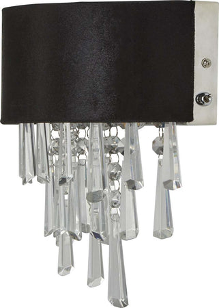 Applique-Contemporanea-Fascino-Acciaio-Cromo-Tessuto-Nero-2-Luci-G9