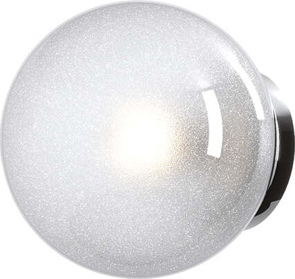 Applique-Contemporanea-Glitter-Metallo-Cromo-Vetro-Soffiato-Trasp-1-Luce-E14